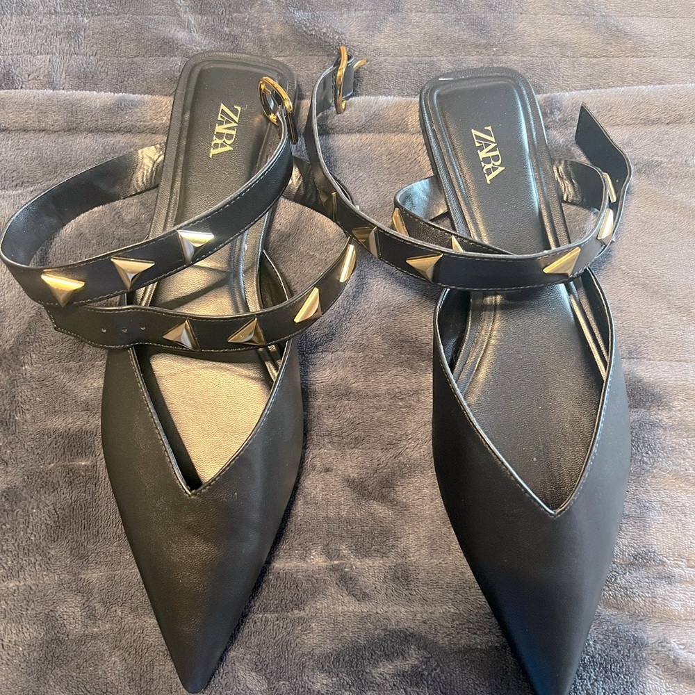 Zara Studded Strappy Flats